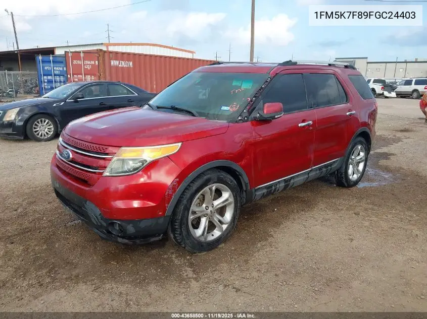 1FM5K7F89FGC24403 2015 Ford Explorer Limited
