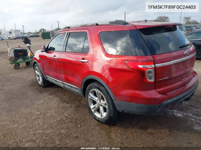 1FM5K7F89FGC24403 2015 Ford Explorer Limited