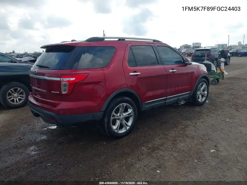 1FM5K7F89FGC24403 2015 Ford Explorer Limited