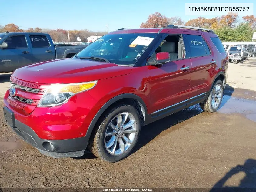 1FM5K8F81FGB55762 2015 Ford Explorer Limited
