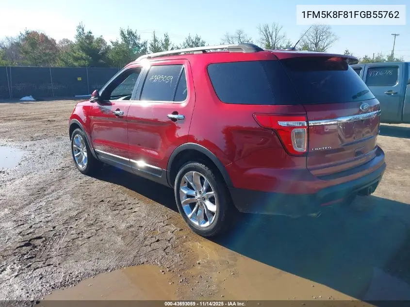 1FM5K8F81FGB55762 2015 Ford Explorer Limited