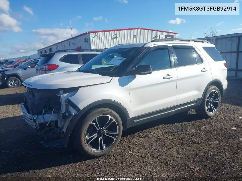 1FM5K8GT3FGB92914 2015 Ford Explorer Sport