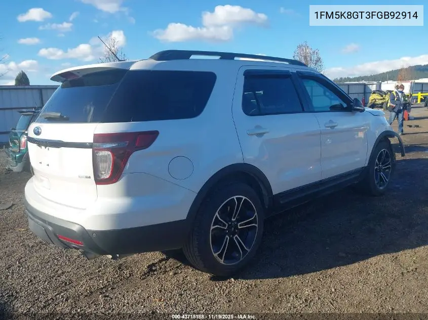 1FM5K8GT3FGB92914 2015 Ford Explorer Sport