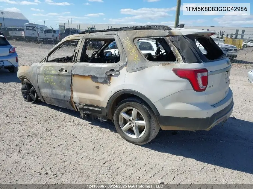 1FM5K8D83GGC42986 2016 Ford Explorer Xlt