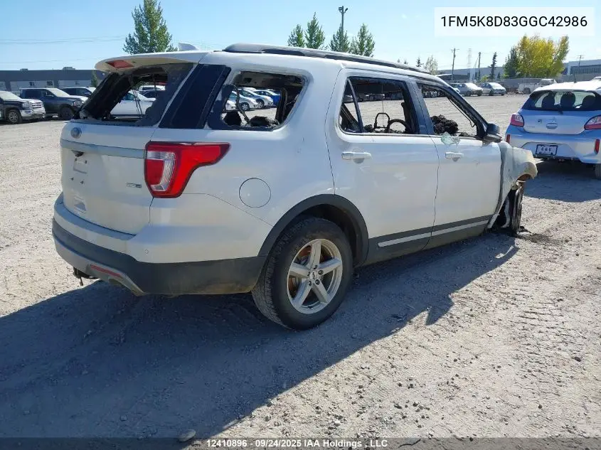 1FM5K8D83GGC42986 2016 Ford Explorer Xlt