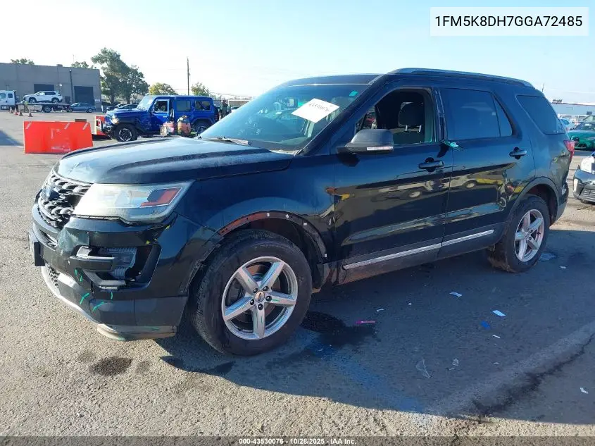 1FM5K8DH7GGA72485 2016 Ford Explorer Xlt