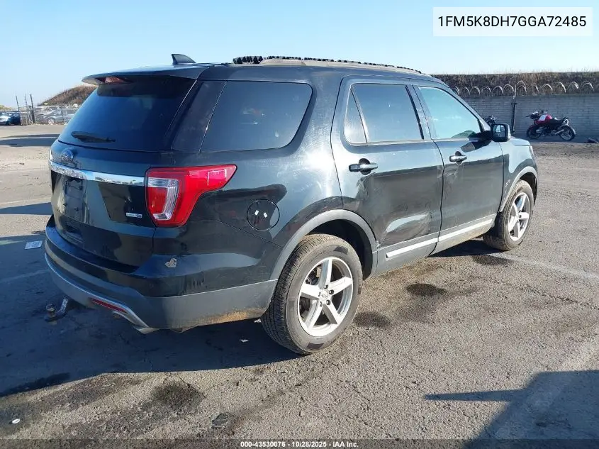 1FM5K8DH7GGA72485 2016 Ford Explorer Xlt