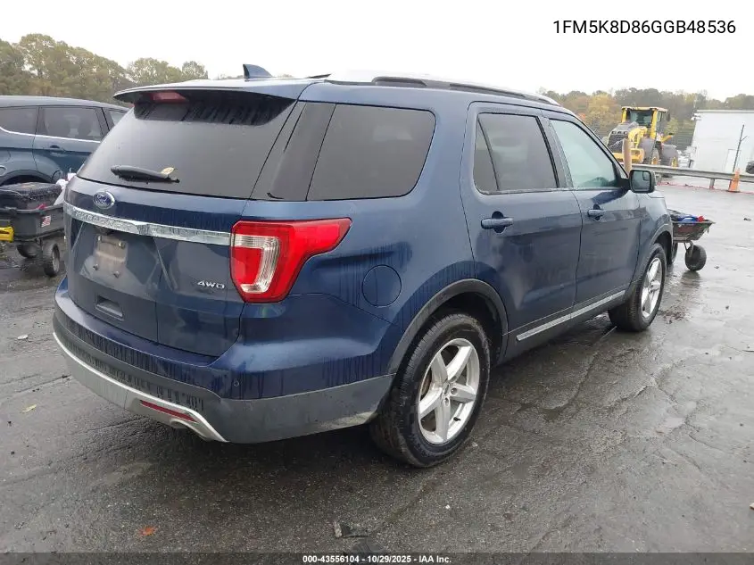 1FM5K8D86GGB48536 2016 Ford Explorer Xlt