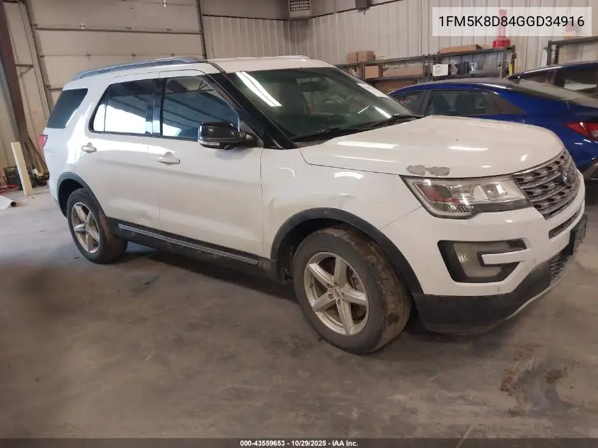 1FM5K8D84GGD34916 2016 Ford Explorer Xlt