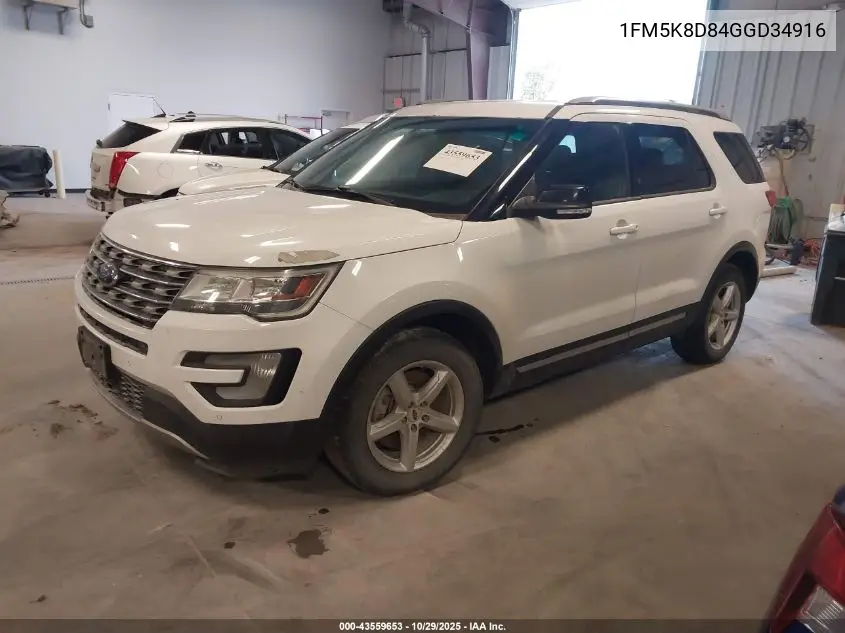 1FM5K8D84GGD34916 2016 Ford Explorer Xlt