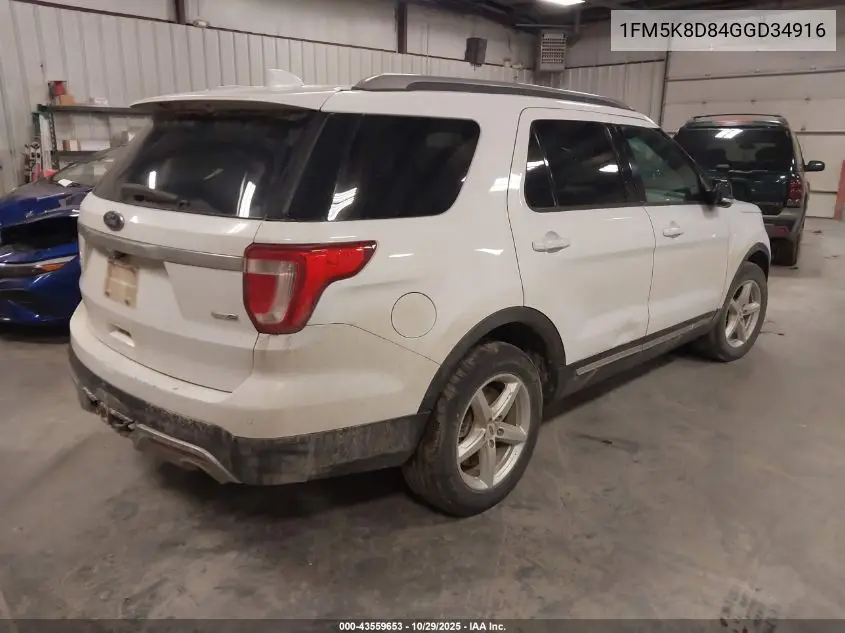 1FM5K8D84GGD34916 2016 Ford Explorer Xlt