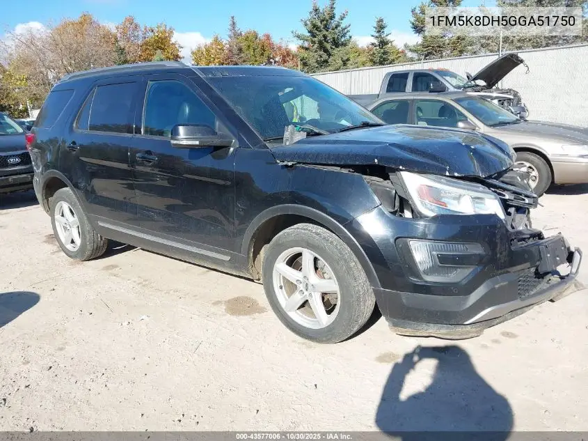 1FM5K8DH5GGA51750 2016 Ford Explorer Xlt