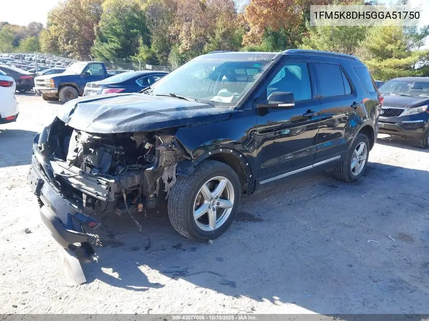 1FM5K8DH5GGA51750 2016 Ford Explorer Xlt