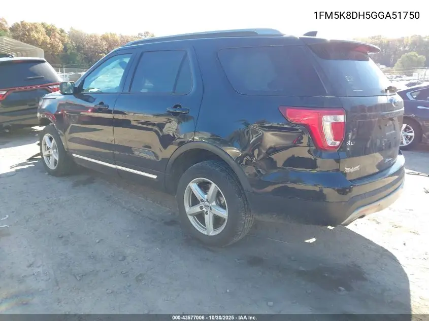 1FM5K8DH5GGA51750 2016 Ford Explorer Xlt