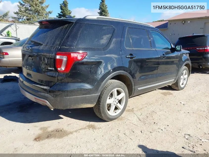 1FM5K8DH5GGA51750 2016 Ford Explorer Xlt