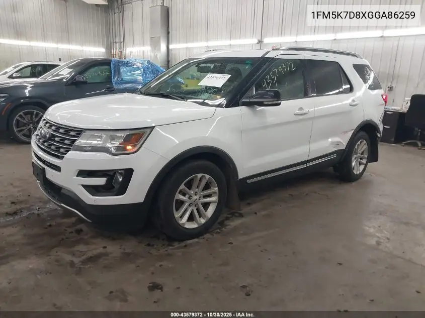 1FM5K7D8XGGA86259 2016 Ford Explorer Xlt