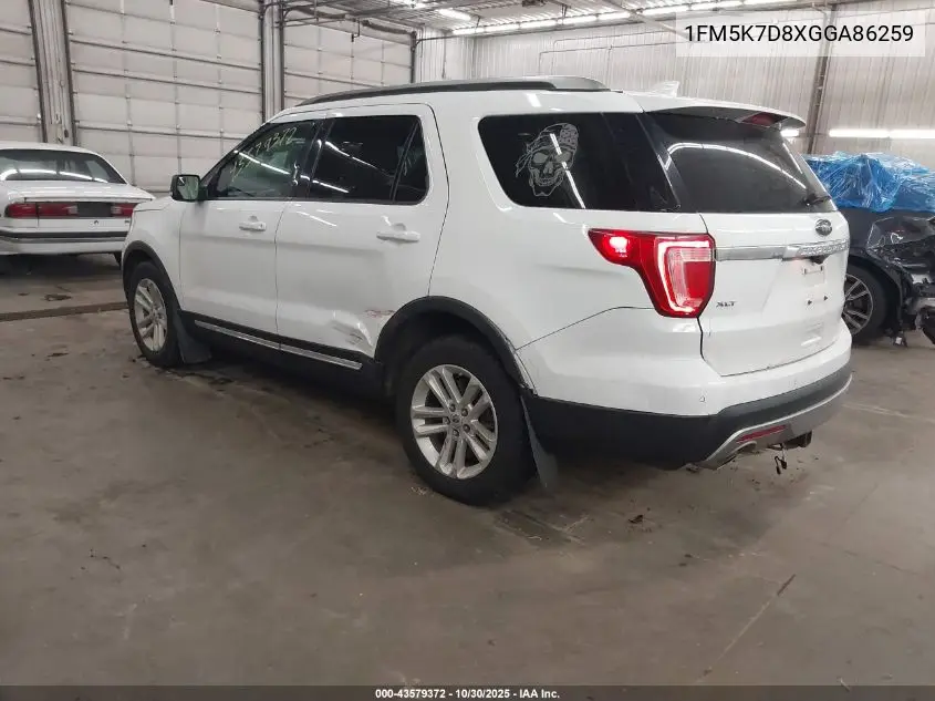 1FM5K7D8XGGA86259 2016 Ford Explorer Xlt