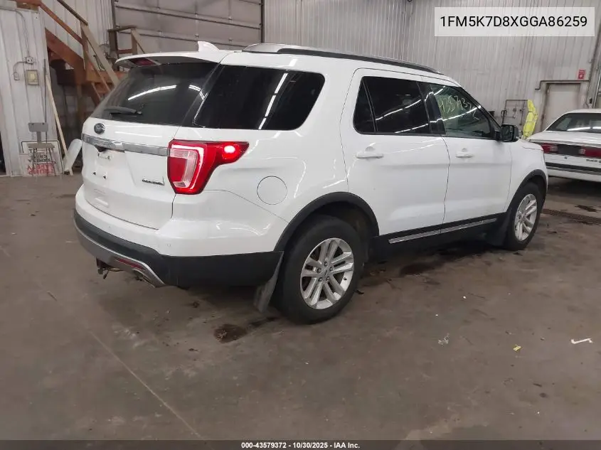 1FM5K7D8XGGA86259 2016 Ford Explorer Xlt