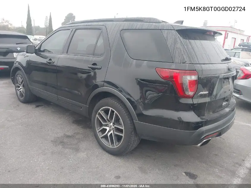 1FM5K8GT0GGD02724 2016 Ford Explorer Sport