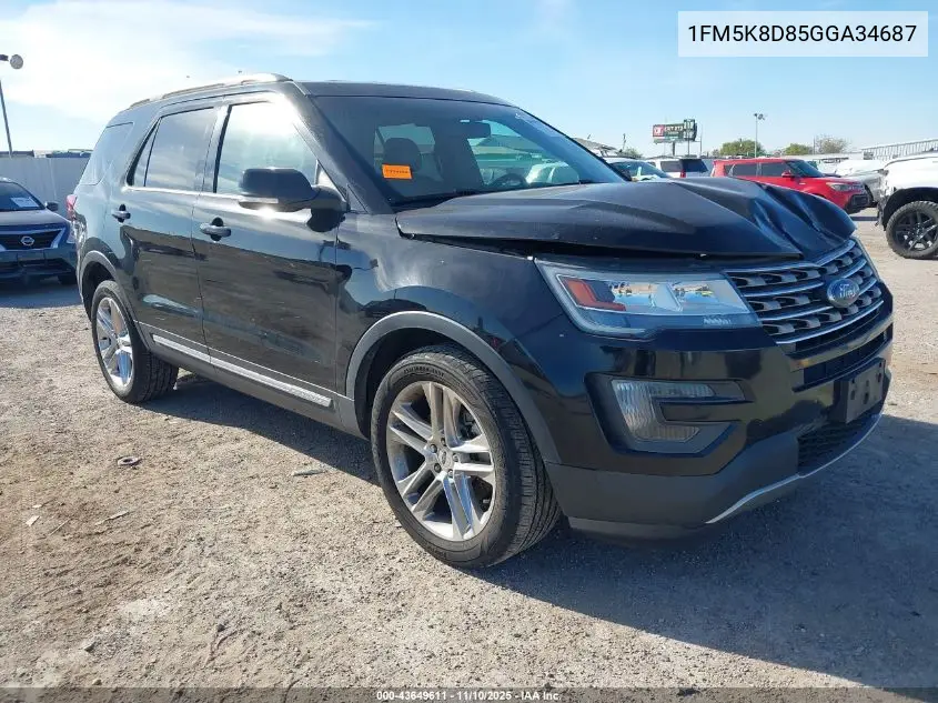 1FM5K8D85GGA34687 2016 Ford Explorer Xlt