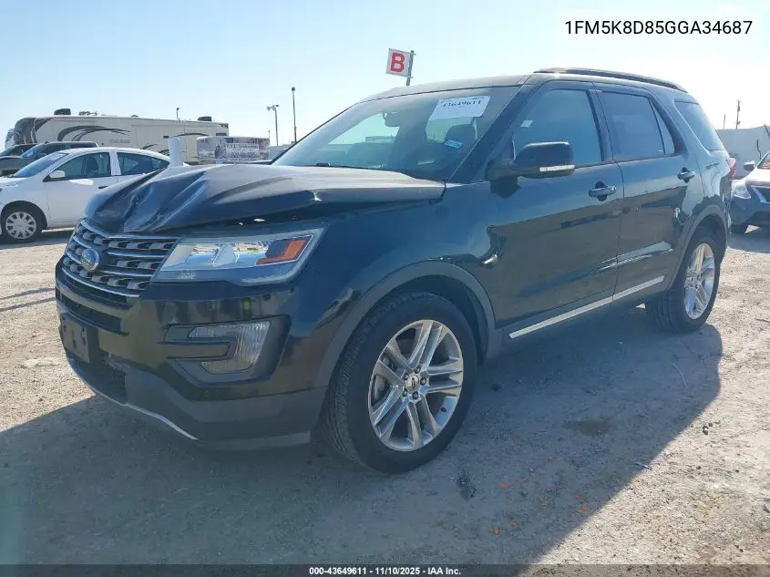 1FM5K8D85GGA34687 2016 Ford Explorer Xlt