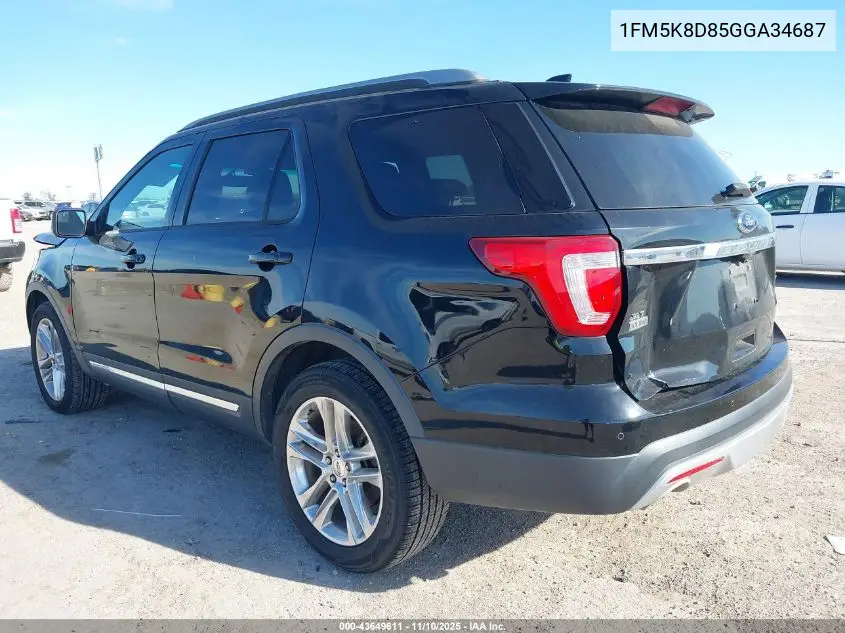 1FM5K8D85GGA34687 2016 Ford Explorer Xlt
