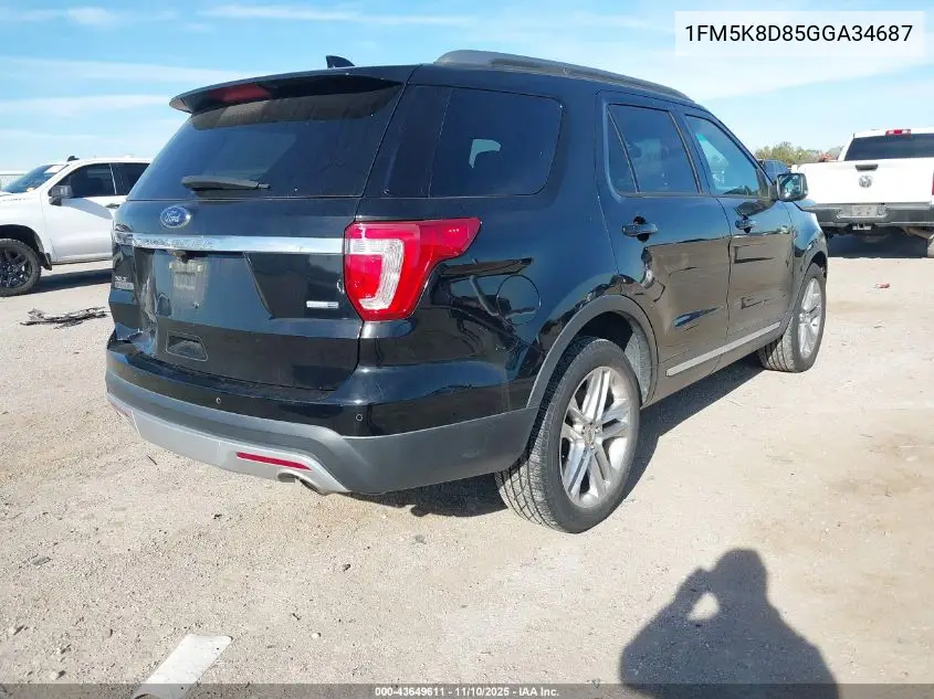 1FM5K8D85GGA34687 2016 Ford Explorer Xlt