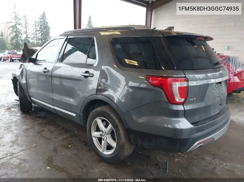 1FM5K8DH3GGC74935 2016 Ford Explorer Xlt