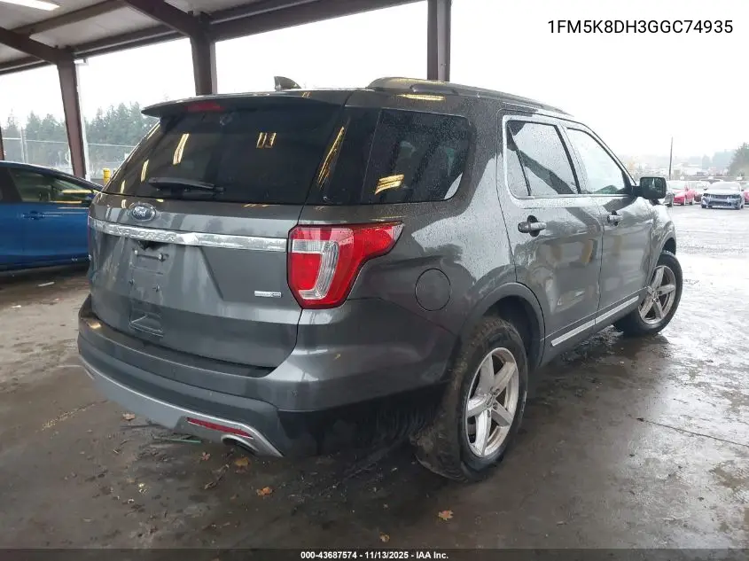 1FM5K8DH3GGC74935 2016 Ford Explorer Xlt