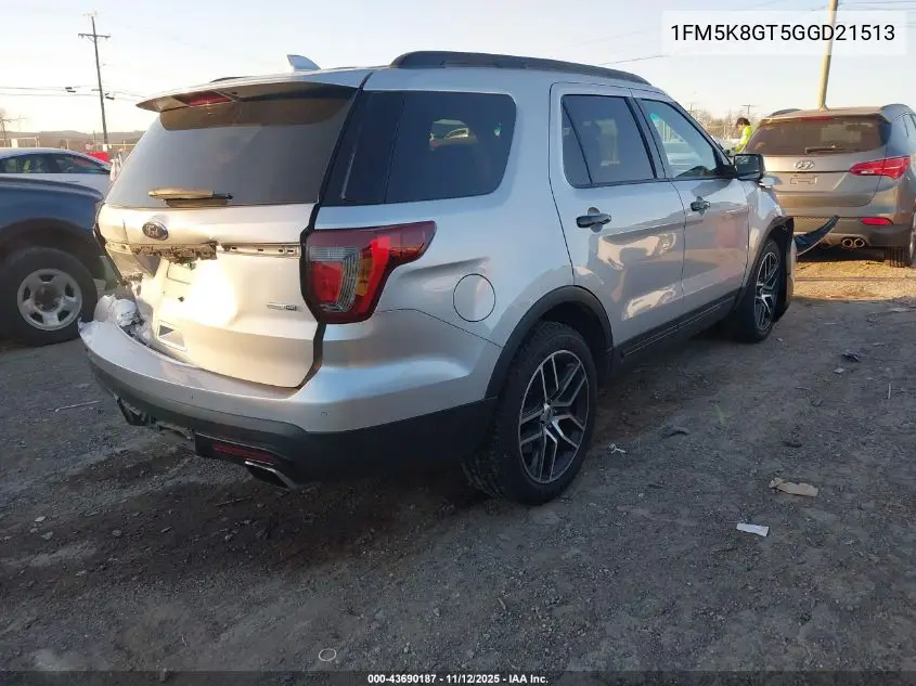 1FM5K8GT5GGD21513 2016 Ford Explorer Sport