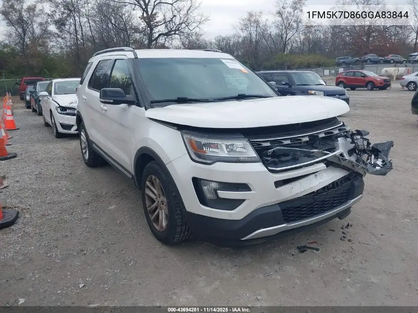 1FM5K7D86GGA83844 2016 Ford Explorer Xlt
