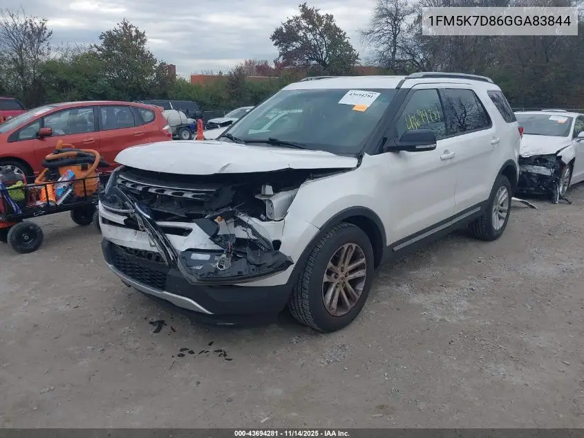 1FM5K7D86GGA83844 2016 Ford Explorer Xlt