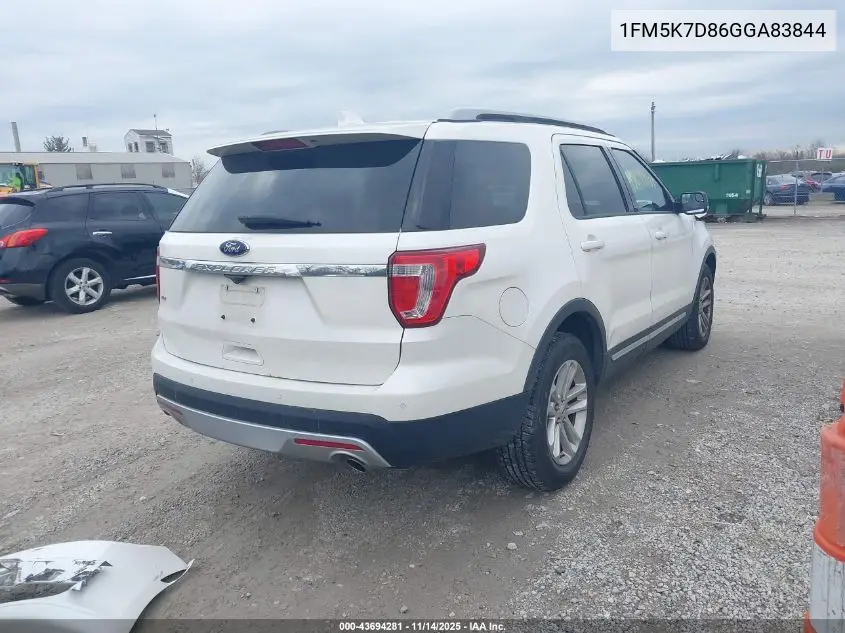1FM5K7D86GGA83844 2016 Ford Explorer Xlt