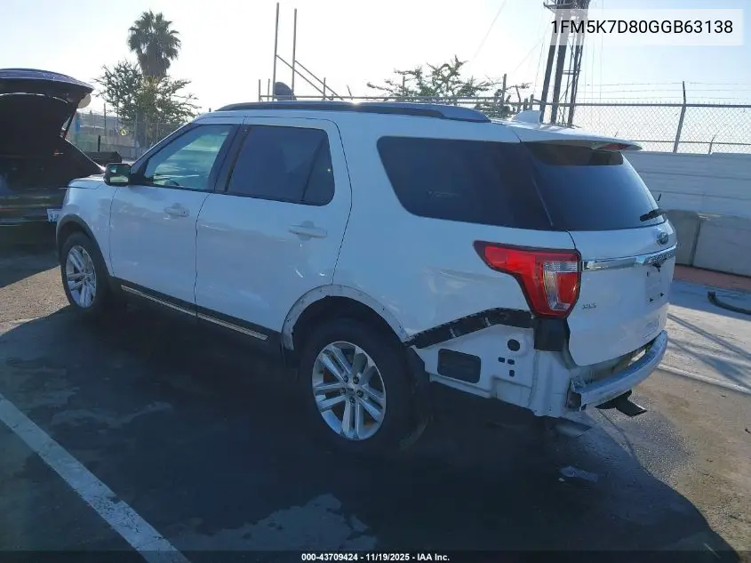 1FM5K7D80GGB63138 2016 Ford Explorer Xlt