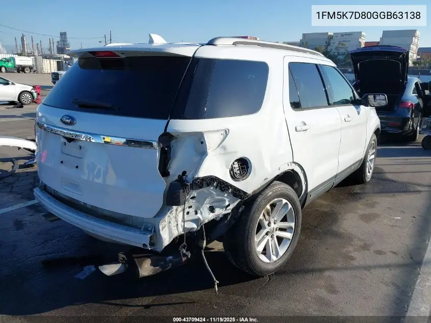 1FM5K7D80GGB63138 2016 Ford Explorer Xlt