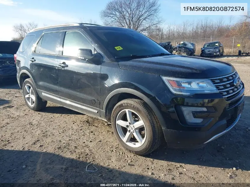 1FM5K8D82GGB72574 2016 Ford Explorer Xlt