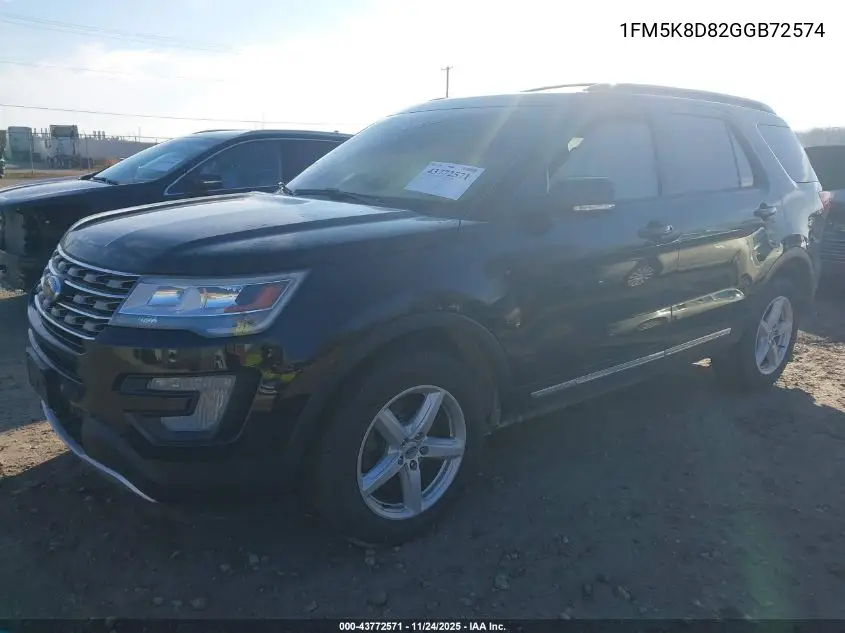 1FM5K8D82GGB72574 2016 Ford Explorer Xlt