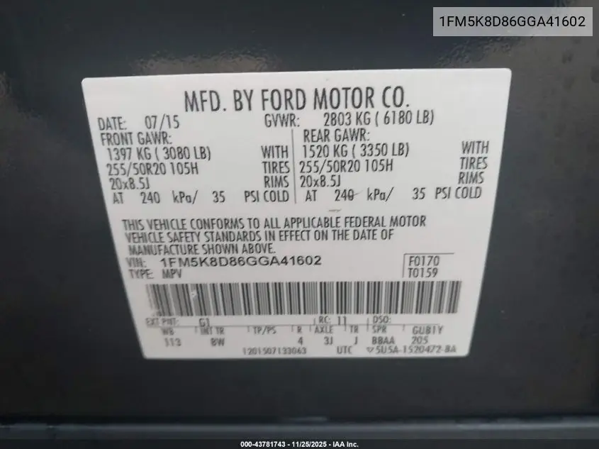 1FM5K8D86GGA41602 2016 Ford Explorer Xlt
