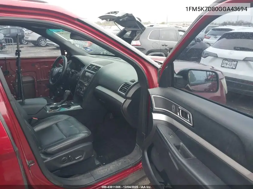 1FM5K7D80GGA43694 2016 Ford Explorer Xlt