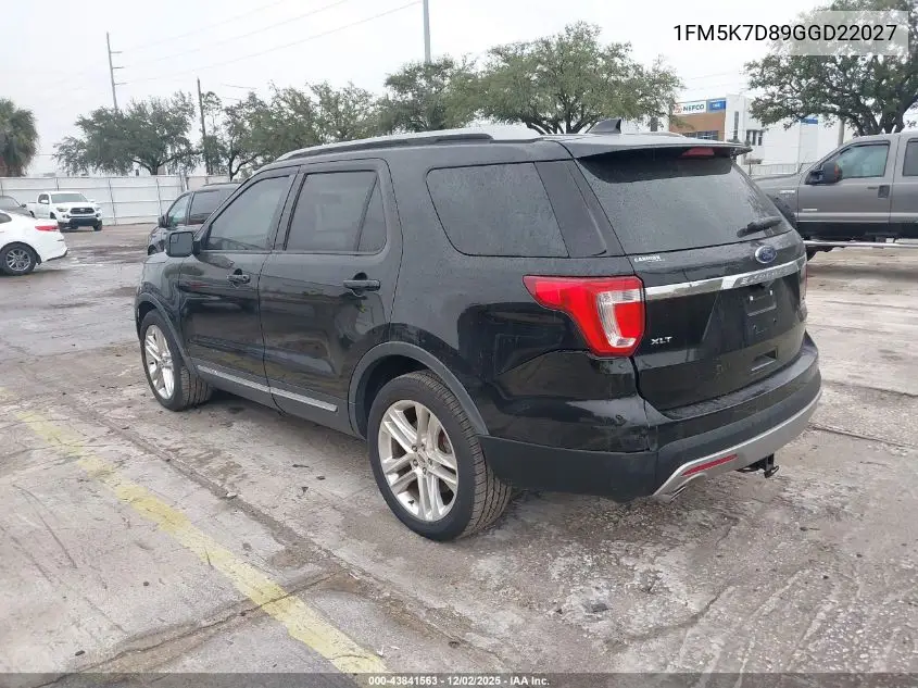 1FM5K7D89GGD22027 2016 Ford Explorer Xlt