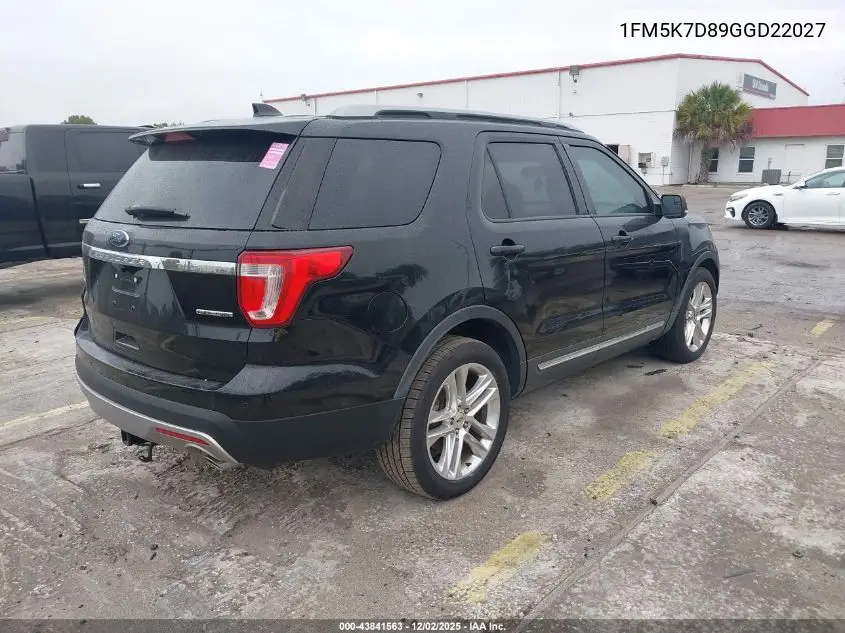 1FM5K7D89GGD22027 2016 Ford Explorer Xlt