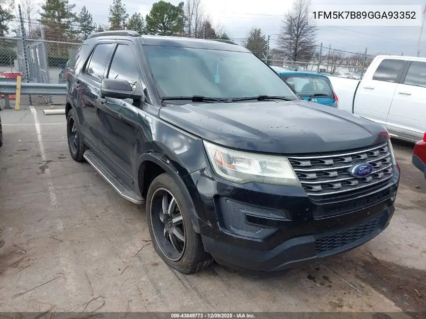 1FM5K7B89GGA93352 2016 Ford Explorer