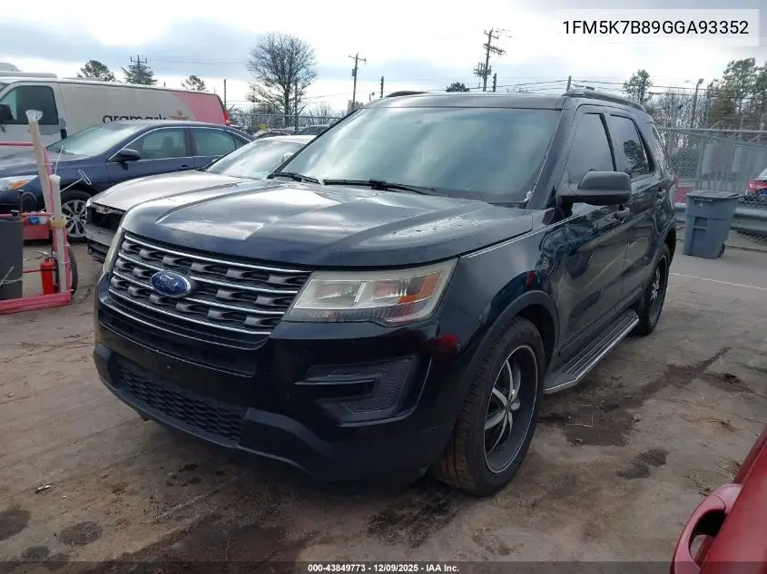 1FM5K7B89GGA93352 2016 Ford Explorer