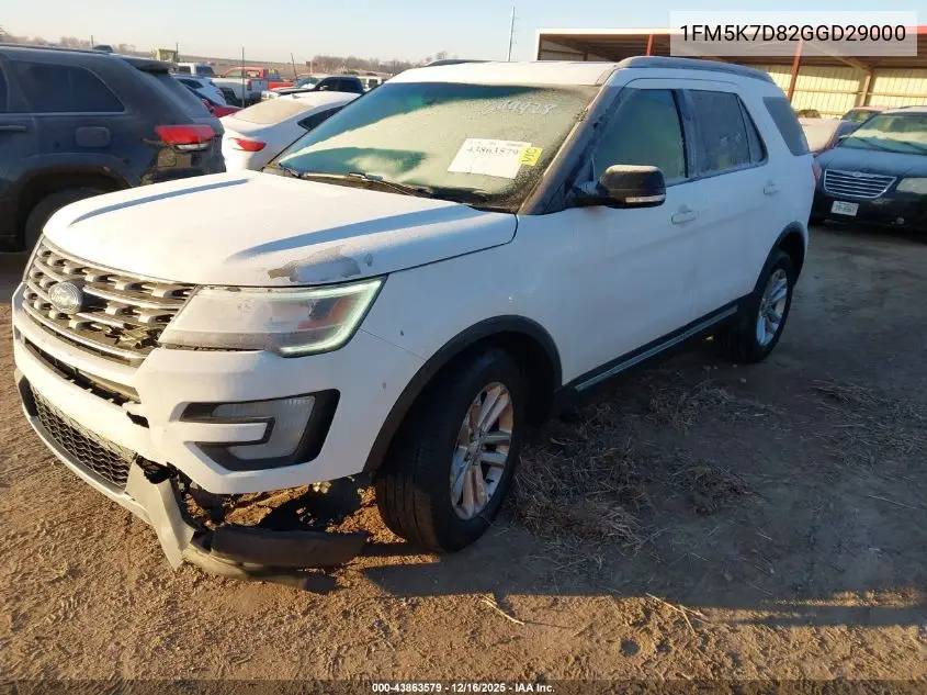 1FM5K7D82GGD29000 2016 Ford Explorer Xlt