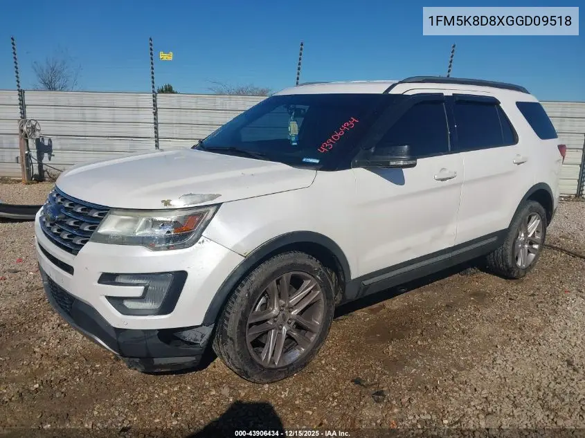1FM5K8D8XGGD09518 2016 Ford Explorer Xlt