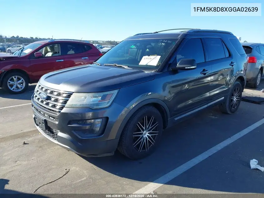 1FM5K8D8XGGA02639 2016 Ford Explorer Xlt