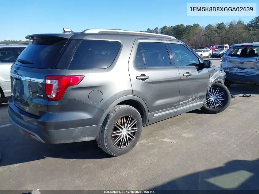 1FM5K8D8XGGA02639 2016 Ford Explorer Xlt