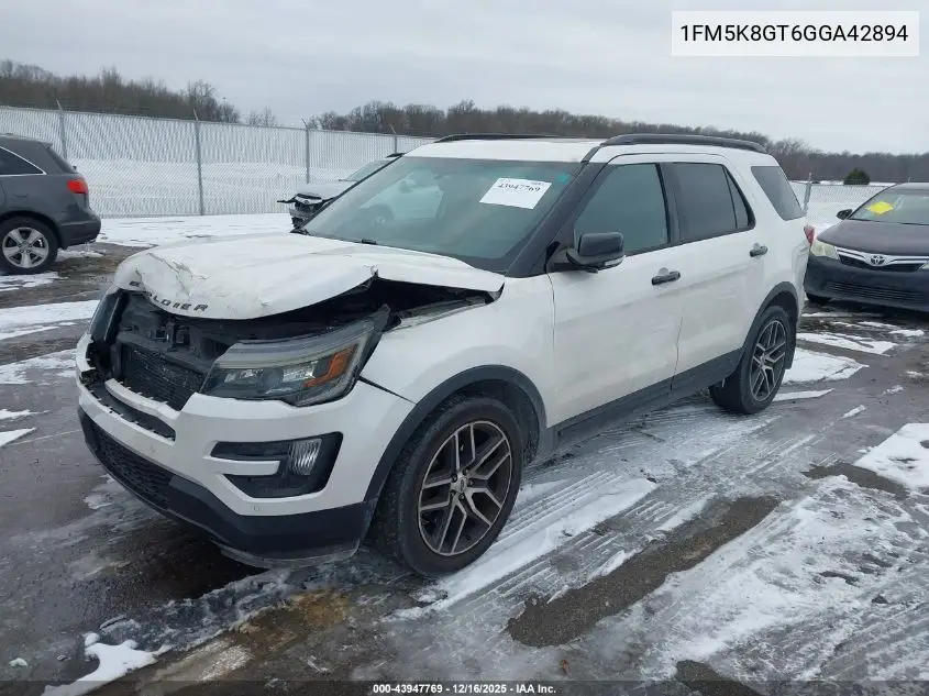 1FM5K8GT6GGA42894 2016 Ford Explorer Sport