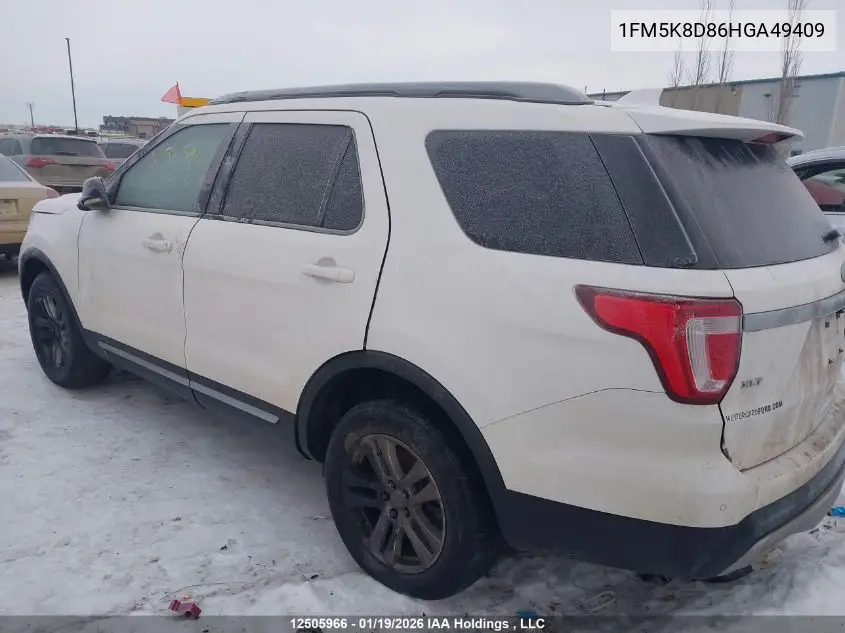 1FM5K8D86HGA49409 2017 Ford Explorer Xlt