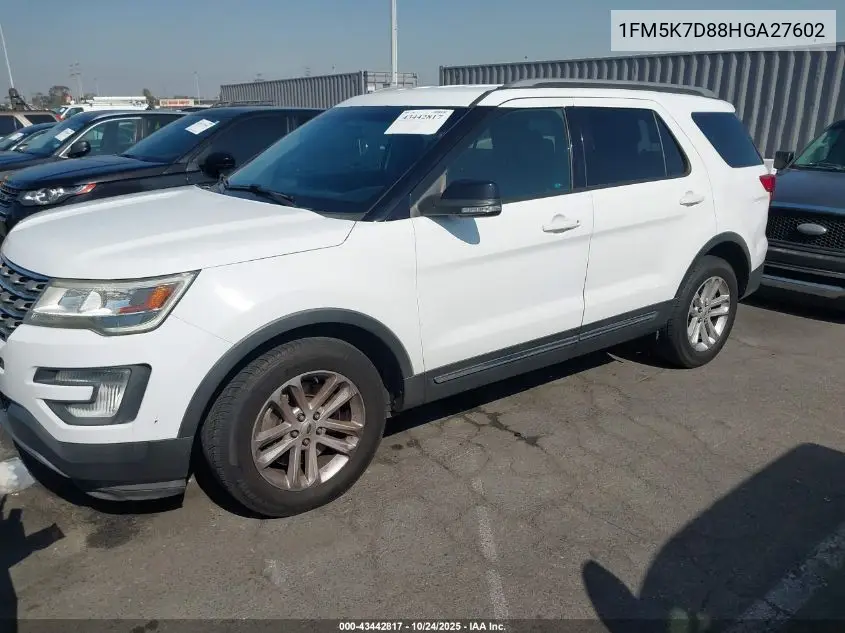 1FM5K7D88HGA27602 2017 Ford Explorer Xlt